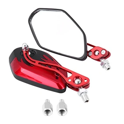 Abbildung von Motorrad Seitenspiegel, 1 Paar Universal roller Scooter Aluminium Flammenmuster Seitenrückspiegel 8 mm 10 Rückspiegel Flamme Muster Seitenansicht Spiegel Seitenspiegel(Rot) spi