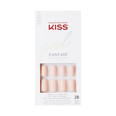 Abbildung von KISS Gel Fantasy Collection Maniküre Set zum Aufkleben, The Little Things, kurze Länge, quadratische Kunstnägel, enthält 28 künstliche Nägel, Nagelkleber, Nagelfeile und Stift