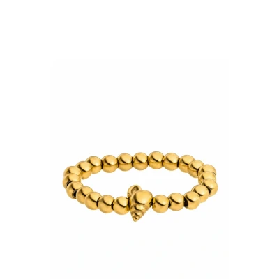 Abbildung von Purelei® Oceanside Ring Elastischer mit Muschel Detail &amp; Edelstahlperlen Größen S/M M/L Edelstahl in Gold, Silber oder Roségold Verstellbar Fidget Anxiety (Gold, M L)