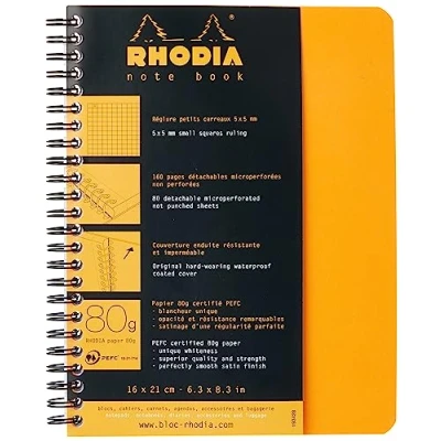 Abbildung von Rhodia 193428C Notizbuch (kariert, ideal für Ihre Notizen, DIN A5, 14,8 x 21 cm, 80 Blatt) 1 Stück orange