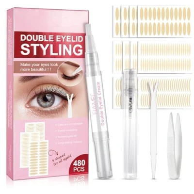 Abbildung von Schlupflider Stripes,Doppelte Augenlid Stripes,Schlupflid Tapes,Augenlid Stripes Unsichtbar,Wasserfest,Double Eyelid Tapes Lifting ohne OP (480 Stück)