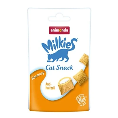 Abbildung von Milkies Katzensnack mit Milch Harmony (12 x 30g), getreidefreie Knusperkissen Katzensnacks für erwachsene Katzen von animonda
