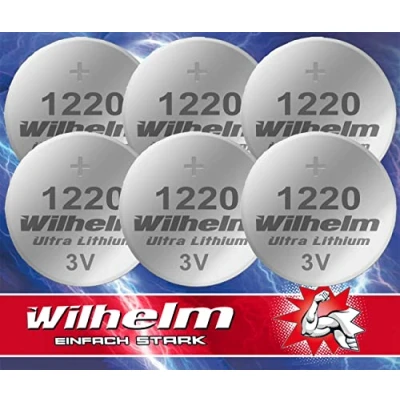 Abbildung von 6X CR1220 CR 1220 Wilhelm Lithium Knopfzelle 3V 40mAh ø12x2,0mm Batterie DL1220