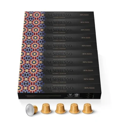 Abbildung von NESPRESSO ORIGINAL Istanbul Arabica &amp; Robusta Kaffee mit dunkler Röstung Ideal für Ristretto Espresso Kompatibel Kapselmaschinen 100 Kaffeekapseln