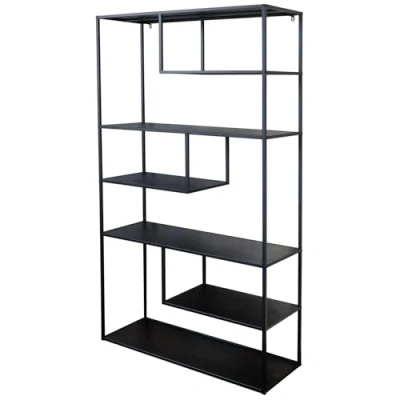 Abbildung von riess ambiente Bücherregal DURA STEEL 180cm schwarz, Einzelartikel 1 tlg., Wohnzimmer · Metall 6 Fächer Bücher Modern Design Schlafzimmer
