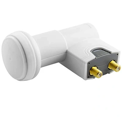 Abbildung von BestPlug Digitaler universal Satellit Twin LNB Empfänger mit 2 F Buchse für direkten Anschluss von Sat Receivern, geeignet 3D SD HD FullHD UHD 4K, Weiss