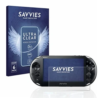 Abbildung von Savvies 6 Stück Schutzfolie für Sony Playstation Vita Displayschutz Folie Ultra Transparent
