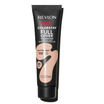Abbildung von Revlon ColorStay Full Cover Longwear Matte Foundation, hitze und schweißbeständig, leichtes Gesichts Make up, Farbton Elfenbein (110), 30 ml
