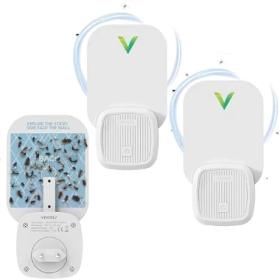 Abbildung von VEYOFLY Steckdosen Fluginsektenfalle,Fruchtfliegenfallen für drinnen,Sichereres Zuhause,Insektenlicht zum Einstecken, Mückenfalle,Fruchtfliegen Gnatenschutz, geruchlos (2 Geräte + 6 Nachfüllungen)