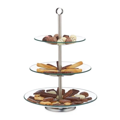 Abbildung von relaxdays Etagere Runde 3 stufig, Glas