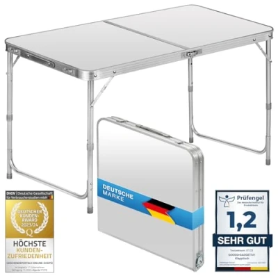 Abbildung von Goods+Gadgets Klapptisch Camping Tisch Multifunktionstisch (Markttisch Tapeziertisch), Klappbarer Mehrzwecktisch Klapp Weiß