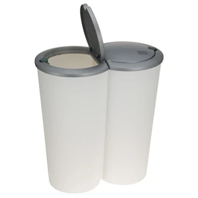 Abbildung von Spetebo Mülltrennsystem Abfalleimer 2x25 Liter Duo Bin weiß, Doppel Müll Eimer Abfall Trenner