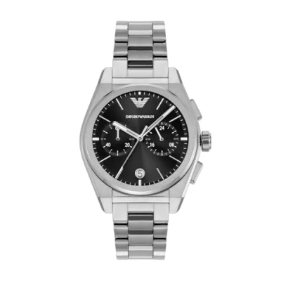 Abbildung von Emporio Armani Herrenuhr quarz/chrono Uhrwerk 43mm Gehäusegröße mit einem Edelstahlarmband AR11560