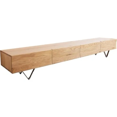 Abbildung von Lowboard Wyatt 220 cm Eiche Natur 4 Schübe V Fuß Edelstahl