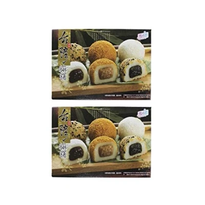 Abbildung von Pamai Pai® Doppelpack: 2 x 450g Mochi versch. Sorten 15 Reiskuchen Sesam Füllung Erdnuss