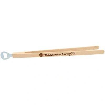 Abbildung von Spruchreif® Grillzange XL mit Flaschenöffner · Grillwerkzeug Grillzubehör Hochwertiger Brandstempel Männerwerkzeug Geschenke für Männer Kombi aus Holz