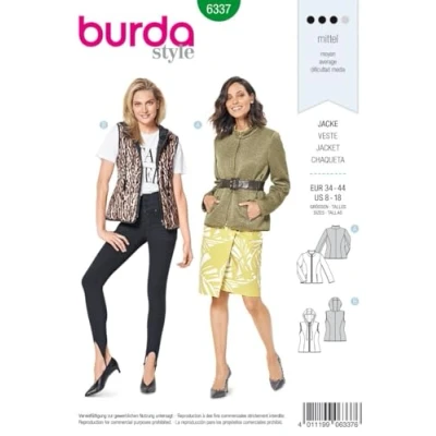 Abbildung von Burda Schnittmuster 6337, Jacke [Damen, Gr. 34 44] zum selber nähen, ideal für Fortgeschrittene [L3]