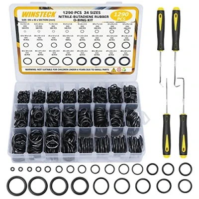Abbildung von 1290 teiliges 24 Gummi O Ring Sortiment mit Pick &amp; Hook Kit Universal Hochdruckreiniger Set für die Reparatur von Schläuchen, Wasserhähnen, Automobilen, Luft und Gasdichtungen