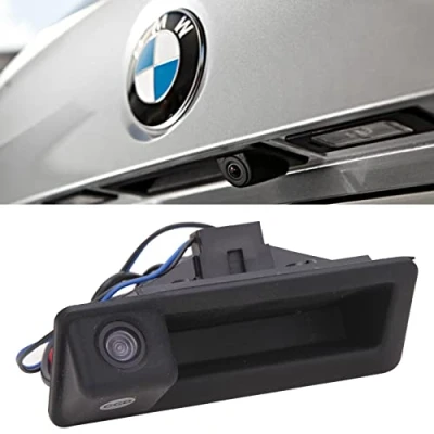 Abbildung von Rückfahrkamera Auto Kompatibel mit BMW E60 E61 E70 E71 E72 E82 E88 E84 E90 E91 E92 E93 X1 X5, 170 Grad Weitwinkel Nachtsicht Wasserdicht im Koffergriff integriert