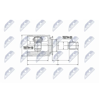 Abbildung von NTY NPW TY 052 Gelenksatz Hinterachse, getriebeseitig TOYOTA: RAV4 III SUV