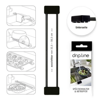 Abbildung von Nuts Spültuchhalter Sanni Shoo drip.line BLACK, Teleskop Funktion, ausziehbar von 32,5cm 56,5cm
