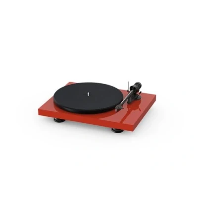 Abbildung von Pro Ject Debut Carbon EVO, Audiophiler Plattenspieler mit Tonarm, elektronischer Geschwindigkeitsumschaltung und vormontiertem 2M Red Tonabnehmer (Hochglanz Rot)