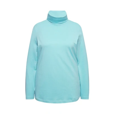 Abbildung von Ulla Popken Rollkragen SLIM FIT Langarmshirt, Damen, Größe: 50/52, Mint green