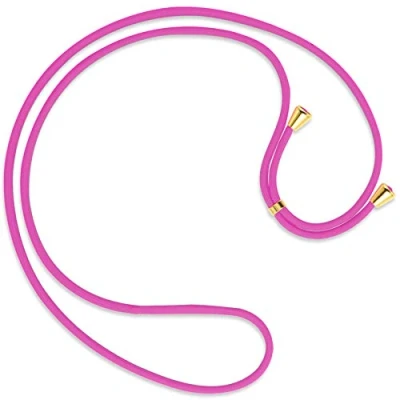 Abbildung von mtb more energy® Ersatz Band für Handykette Hot Pink inklusive Endkappen (Gold) hochwertige Austausch Kordel Seil Kette