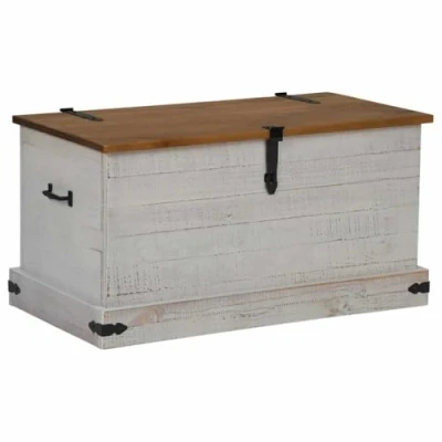 Abbildung von vidaXL Truhe Halden Weiß 91x48x47 cm Massivholz Kiefer