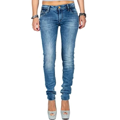 Abbildung von Cipo &amp; Baxx Slim fit Jeans Hose BA WD344 W32/L32 (1 tlg) mit Kontrastnähten und Verzierten Gesäßtaschen