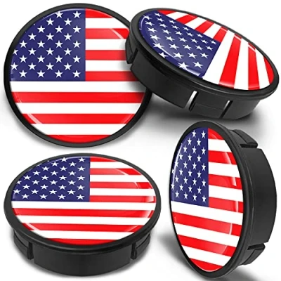 Abbildung von SkinoEu 4 x 60mm Universal Alufelgen Nabenkappen Felgen Kappen Felgendeckel Radkappen Radnabendeckel Nabendeckel Felgenkappen USA Flagge Fahne CX 64