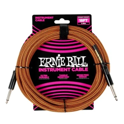 Abbildung von Ernie Ball Geflochtenes Gitarrenkabel, Gerade/Gerade, 5,49 m Pumpkin Pie