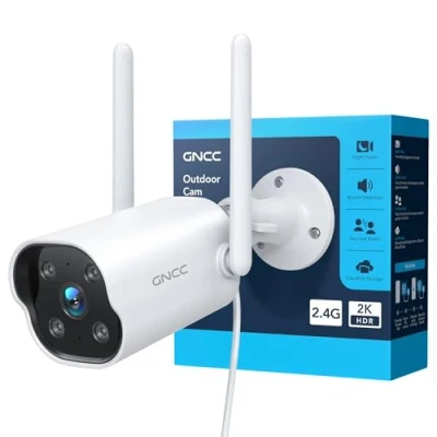 Abbildung von GNCC 2K HDR Kamera Überwachung Aussen, Überwachungskamera Audio &amp; Bewegungserkennung, Nachtsicht WiFi Outdoor, IP65 Wasserdicht, Cloud/SD Storage, 2 Wege Audio, 2,4 GHz