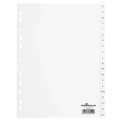 Abbildung von Durable Register A Z (DIN A4, geprägte Taben, 20tlg., aus PP, volldeckend), weiß, 616802