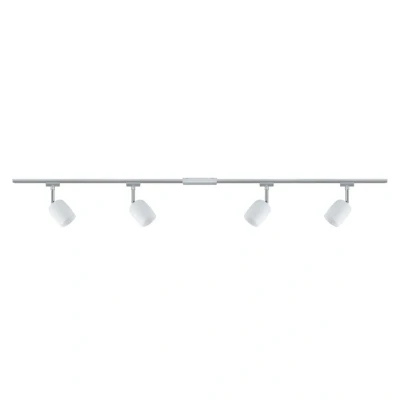 Abbildung von Paulmann 96898 URail Schienensystem Set Blossom max. 4x10 Watt Lichtschiene Chrom matt, Chrom, Satin Deckenlampe Metall, Kunststoff Deckenschiene G9