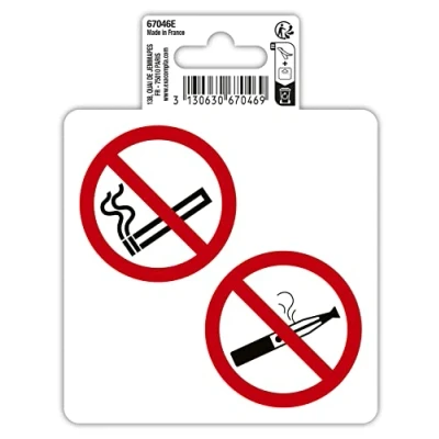 Abbildung von Exacompta 67046E 2 runde Klebepiktogramme. Rauch und Dampfenverteidigung. Aus rutschfestem UV beständigem PVC Vinyl. Maße: 10 x cm