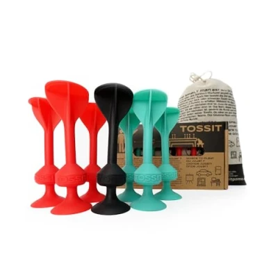 Abbildung von TOSSIT Saugnapf Dartspiel Silikon. Starter Pack. Rot Cyan