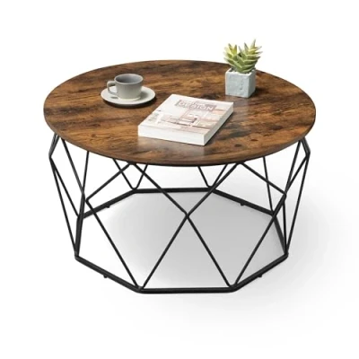 Abbildung von VASAGLE Couchtisch, Beistelltisch, Wohnzimmertisch, Sofatisch, Stahlgestell, für Wohnzimmer, Schlafzimmer, Arbeitszimmer, Industrie Design, vintagebraun schwarz LCT040B01