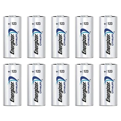 Abbildung von Set Box mit 10 Lithium Akkus CR123A / CR17345 3V Original Energizr