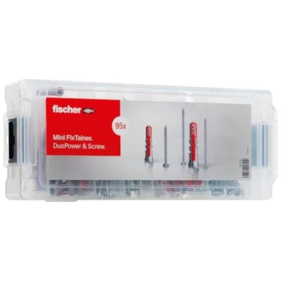 Abbildung von fischer Mini FixTainer DuoPower mit PowerFast II Spanplattenschraube, Dübelbox 95 Schrauben und Universaldübeln (30 Stk. 6 x 30, 20 8 40), universelles Set zur Befestigung