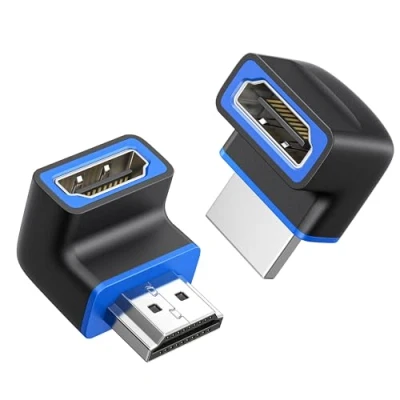Abbildung von Cable Matters Kombi Packung 8K@60Hz / 4K@120Hz HDMI Winkelstecker (HDMI Winkel, 90 Grad + 270 Grad, Stecker, Adapter) in Schwarz