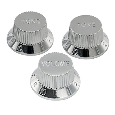 Abbildung von Musiclily Pro Zoll Strat Knöpfe Potiknöpfe 1 Volume 2 Tone Knobs Set für USA Style E Gitarre, Chrom (3er Set)