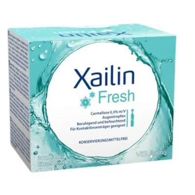 Abbildung von Xailin Fresh Augentropfen sofortige und beruhigende Linderung für trockene Augen kontaktlinsenfreundlich konservierungsmittelfrei Einzeldosen 30x0.4ml