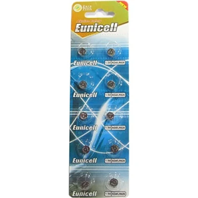 Abbildung von 10 Eunicell AG4 / LR66 177/377 LR626 Knopfzellen Lange Haltbarkeit 0% Quecksilber (Ablaufdatum markiert)