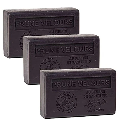 Abbildung von Maison Du Savon De Marseille Französische Seife aus Bio Sheabutter Pflaumenduft 3 x 125 g Riegel