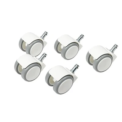 Abbildung von Topstar Bürostuhlrollen Hartbodenrollen Set 5 Stk. S&#039;Neaker Rollendurchmesser 50mm / Stiftgröße 10mm weiß/grau, Aus Kunststoff