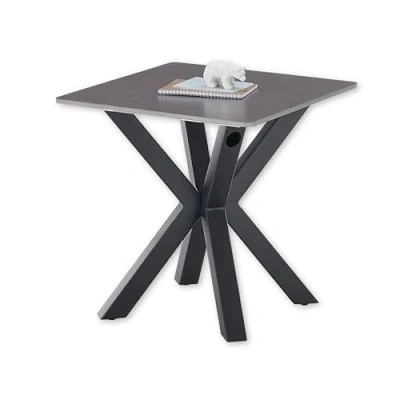 Abbildung von JANIN MINI Couchtisch quadratisch, Grau Moderner Wohnzimmertisch mit Keramikplatte und Metallgestell 55 x cm (B/H/T)