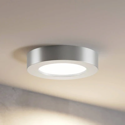 Abbildung von Prios LED Deckenleuchte Edwina, silber, 12 cm, CCT, IP44