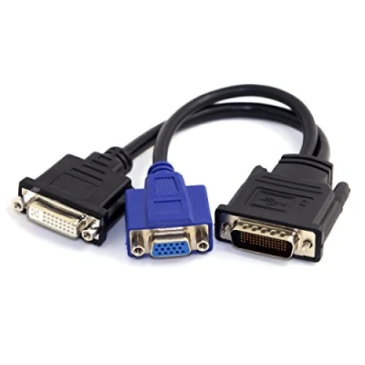 Abbildung von Cablecc DMS 59 Stecker zu DVI 24 + 5 Buchse und Splitter Verlängerung mit VGA RG Buchse, 15 polig, cm