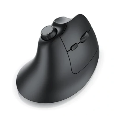 Abbildung von CSL Funk Maus Vertikal kabellos Wireless vertikale Ausführung ergonomisches Design Vorbeugung gegen Mausarm Tennisarm besonders armschonend Multimedia Drehregler 5 Tasten 2.4 G